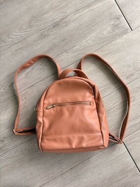 Women's Mini Backpack in Peach Tan - Casual Everyday Bag with Adjustable Straps